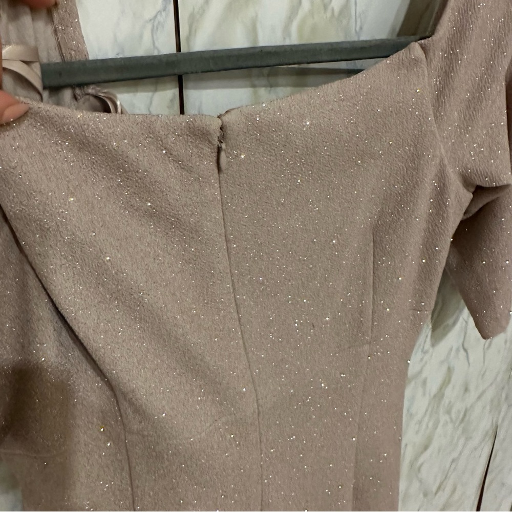 Eliza J 14 gold sparkly dress glitter short sleeve wedding event plus size party - Picture 9 of 9